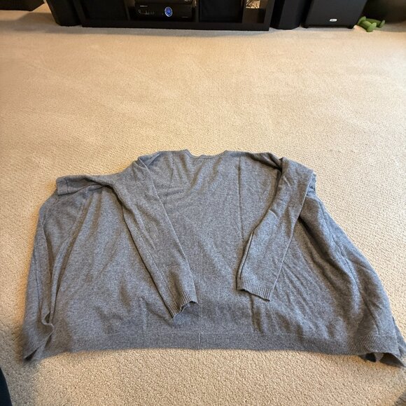 InCashmere 100% cashmere Crewneck Sweater Topper Grey Pointell LARGE Oversize - Picture 11 of 12